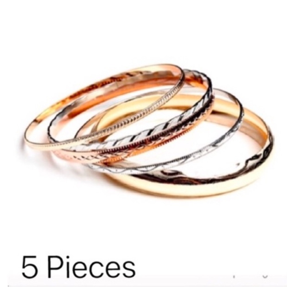Elegant Mixed Metal Bangle Set